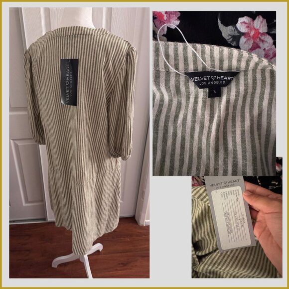 Velvet Heart Striped Linen-Blend Tunic Dress  (Size S-M) - Picture 4 of 12